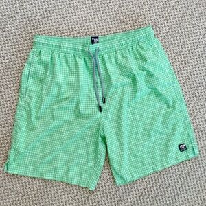 Tom & Teddy Green Gingham Swim Trunks XXL Men’s Classic Preppy Beach Shorts
